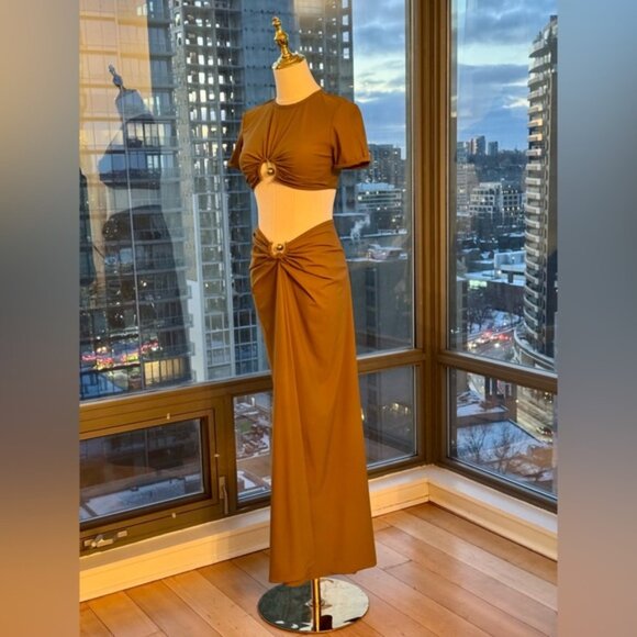 🆕 CHRISTOPHER ESBER 🧿 NWOT Orbit Embellished Crop Top & Maxi Skirt Set, Sz US4 - Picture 10 of 16